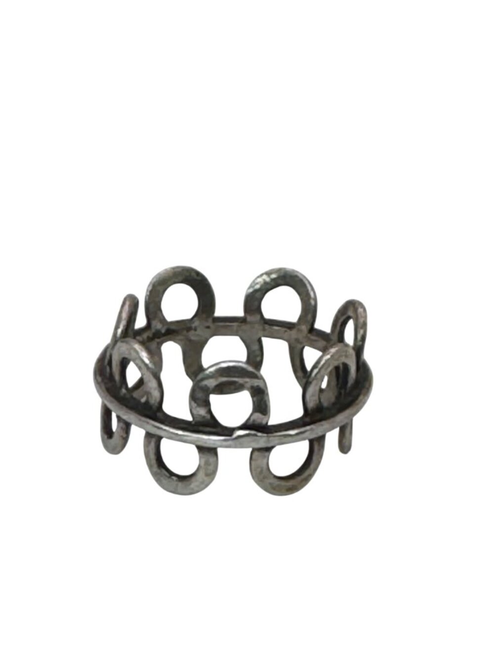 Modernist Sterling Silver Ring Abstract Open-Circle Loop Waves Band Ring Sz 6.5 - Picture 3 of 12
